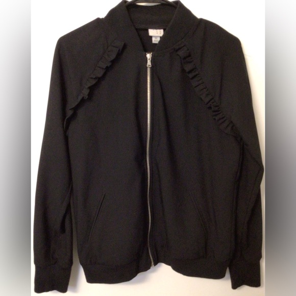 a new day Jackets & Blazers - A new day black zippered jacket with ruffle detail size XS